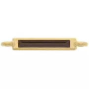Distanziatore rettangolare 27x4 mm e resina epossidica - Oro fino - Marrone scuro x1