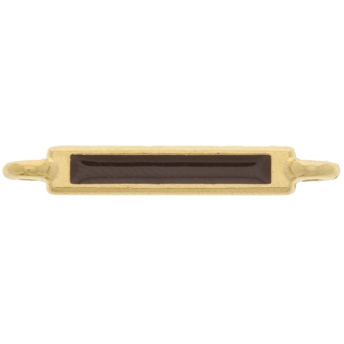 Distanziatore rettangolare 27x4 mm e resina epossidica - Oro fino - Marrone scuro x1