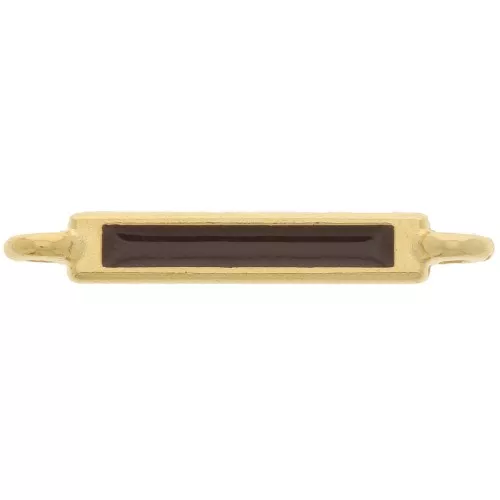 Distanziatore rettangolare 27x4 mm e resina epossidica - Oro fino - Marrone scuro x1