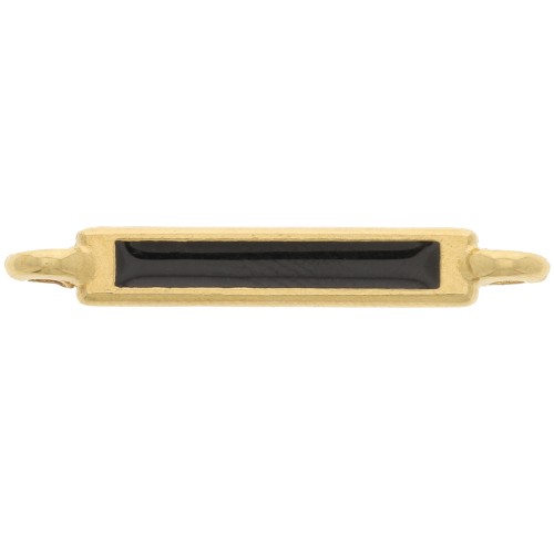 Distanziatore rettangolare 27x4 mm e resina epossidica - Oro fino - Nero x1