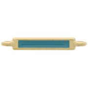 Distanziatore rettangolare 27x4 mm e resina epossidica - Oro fino - Turchese x1
