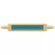 Distanziatore rettangolare 27x4 mm e resina epossidica - Oro fino - Turchese x1