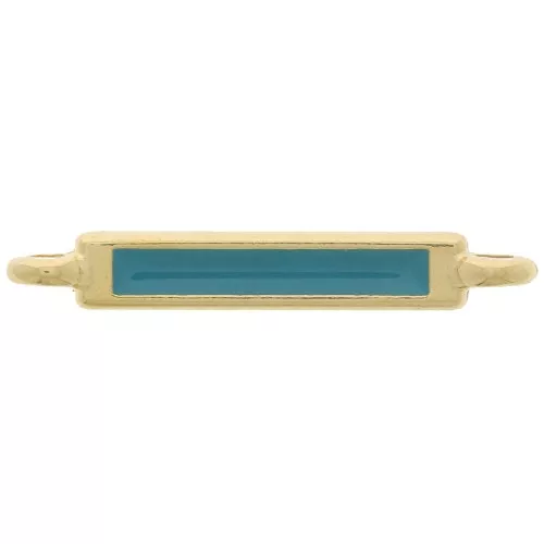 Distanziatore rettangolare 27x4 mm e resina epossidica - Oro fino - Turchese x1