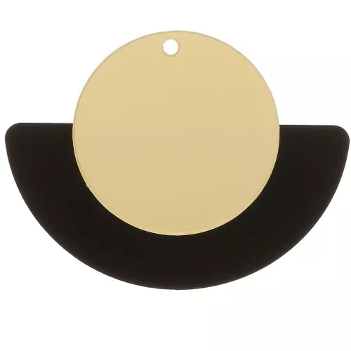 Pendente ventaglio in plexiglas 38x49,5 mm - Nero - dorato x1