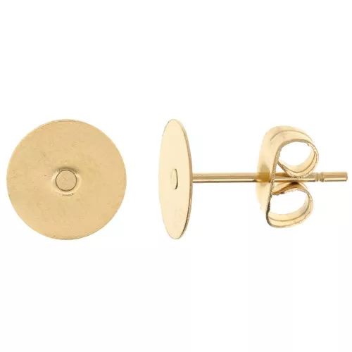 Orecchini a disco 8 mm - Acciaio inossidabile 304 - dorato x2