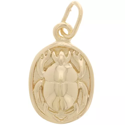 Pendente ovale 19x12 mm - motivo scarabeo in rilievo - placcato oro 3 micron x1
