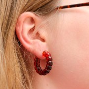 Orecchini a cerchio in resina ritorta 30 mm - Ambra arancione marmorizzata x2