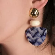 Orecchini perno tondi effetto martellato da 19 mm - dorato con oro fino x2