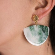 Orecchini perno tondi lavorati 11 mm -Dorato con oro fino x2