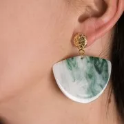 Orecchini perno tondi lavorati 11 mm -Dorato con oro fino x2