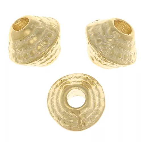 Perle biconi testurizzati 5,5x6 mm - Dorato con oro fino x5