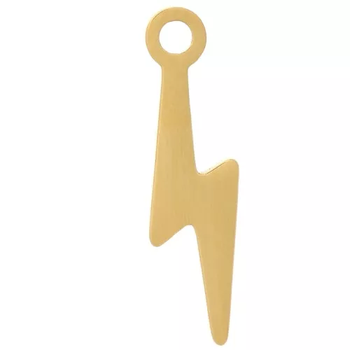 Ciondolo forma di fulmine 14x4 mm - Acciaio inossidabile 304 dorato x1