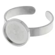 Anello sottile regolabile per cabochon a fondo piatto da 10 mm - Acciaio inox 304 x1