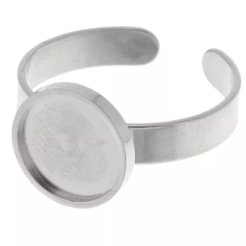 Anello sottile regolabile per cabochon a fondo piatto da 10 mm - Acciaio inox 304 x1
