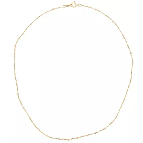 Collana con catena a cordoncino da 1,9 mm Gold filled (oro laminato) x40 cm con perle rotonde alternate