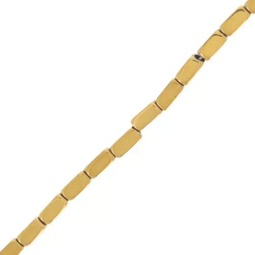 Perle rettangolo 4x2 mm - imitazione Ematite - dorato x39cm