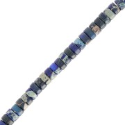 Perle di pietra semipreziosa Heishi - Regalite colorata 4x2 mm - Blu Scuro x38cm