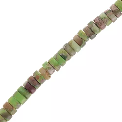Perle rondelle Heishi - Regalite colorata 4x2 mm - Verde - Marrone x40cm