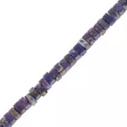 Perle in pietra semipreziosa Heishi - Regalite colorata 4x2mm - Viola scuro x40cm
