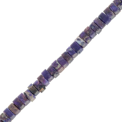 Perle in pietra semipreziosa Heishi - Regalite colorata 4x2mm - Viola scuro x40cm