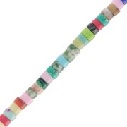 Perline tubolari stile Heishi 4,5x2,5 mm - mix di pietre preziose - Multicolore x37cm|raw }}