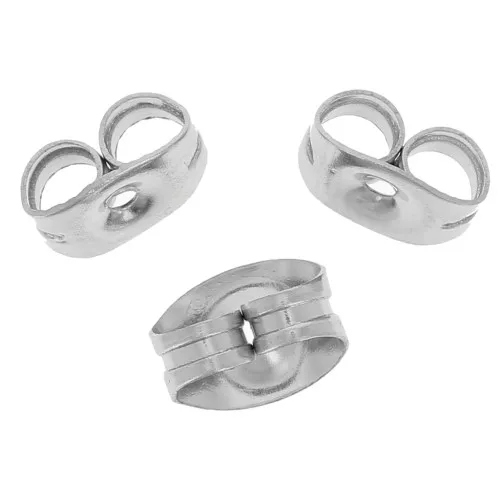 Farfalline - Spingitore per orecchini perno 6x4,5 mm - Acciaio inossidabile x10