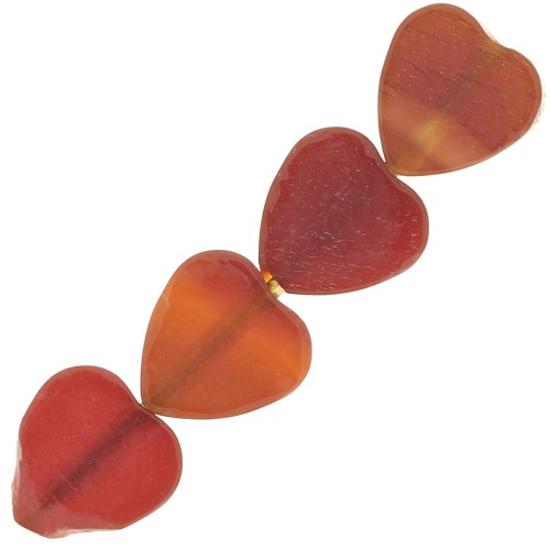Perle cuore in pietra semipreziosa 6 mm - Avventurina rossa x4