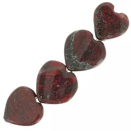 Perle cuore in pietra semipreziosa 4 mm - Diaspro poppy x4