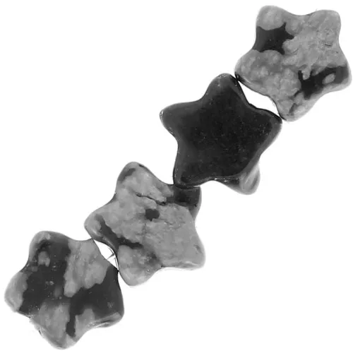 Perle stella in pietra semipreziosa da 4 mm - Ossidiana screziata x4