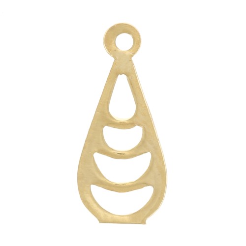 Ciondolo goccia traforato 11x5 mm - Dorato con oro fino x1