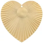 Pendente cuore con effetto plissettato 41x40mm per cabochon 10mm Dorato con or x1