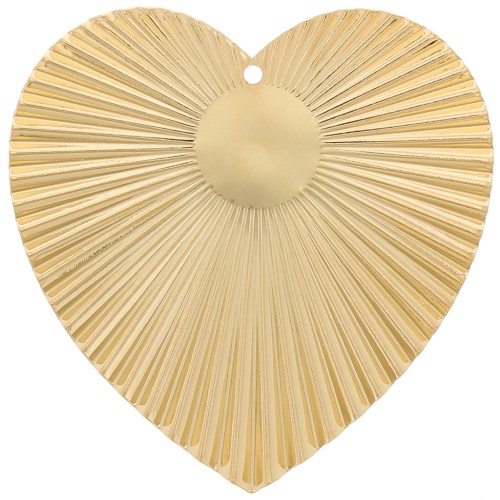 Pendente cuore con effetto plissettato 41x40mm per cabochon 10mm Dorato con or x1