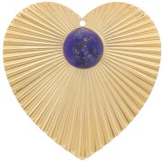 Pendente cuore con effetto plissettato 41x40mm per cabochon 10mm Dorato con or x1