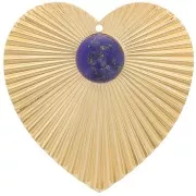 Pendente cuore con effetto plissettato 41x40mm per cabochon 10mm Dorato con or x1