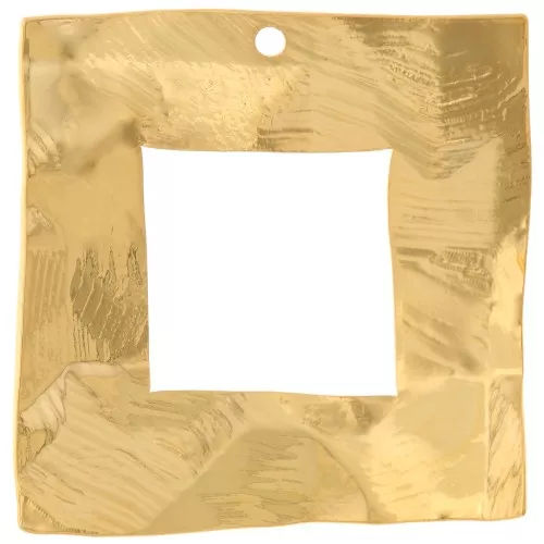 Pendente quadrato irregolare martellato 26 mm - Dorato con oro fino x1
