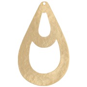 Pendente goccia martellato 40x25 mm - Dorato con oro fino x1