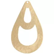 Pendente goccia martellato 40x25 mm - Dorato con oro fino x1