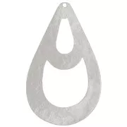 Pendente goccia martellato scavato 40x25 mm - Placcatura argento x1