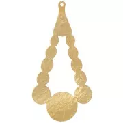 Pendente goccia martellato 56x29 mm - Dorato con oro fino x1