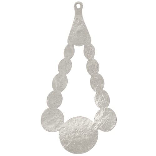 Pendente goccia martellato 56x29 mm - Placcatura argento x1