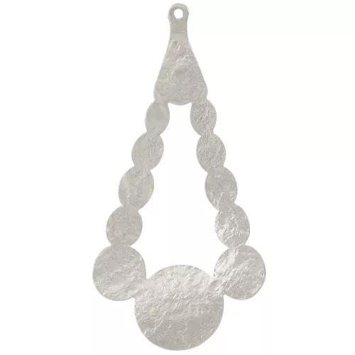 Pendente goccia martellato 56x29 mm - Placcatura argento x1