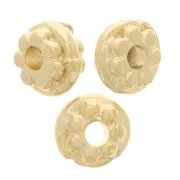 Perle tonde a motivo floreale 6 mm - dorato con oro fino x10