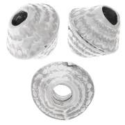 Perle biconi testurizzate 5,5x6 mm - Argento anticato x5