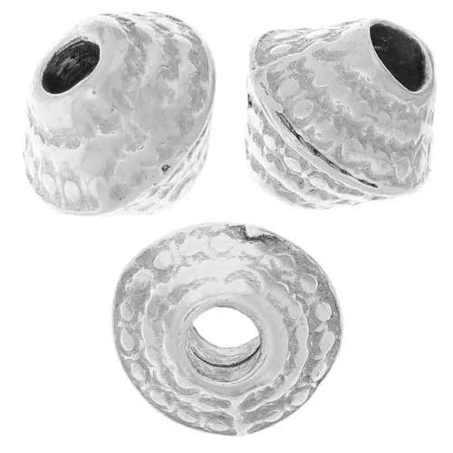 Perle biconi testurizzate 5,5x6 mm - Argento anticato x5