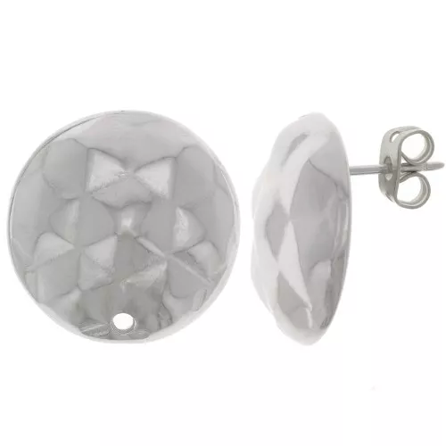 Orecchini tondi 19 mm effetto martellato - Rodio x2