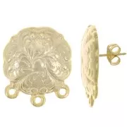 Orecchini perno trifoglio 21 mm con 3 anelli chiusi - dorato con oro fino x2