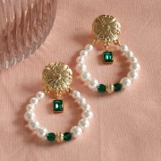 Orecchini perno trifoglio 21 mm con 3 anelli chiusi - dorato con oro fino x2