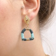 Orecchini perno goccia testurizzata 18x10 mm con anello chiuso - dorato con oro x2