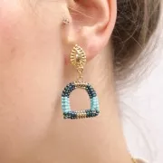 Orecchini perno goccia testurizzata 18x10 mm con anello chiuso - dorato con oro x2