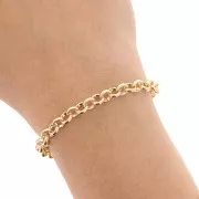 Catena in alluminio 6 mm maglia Jaseron - maglie aperte - dorato x50cm